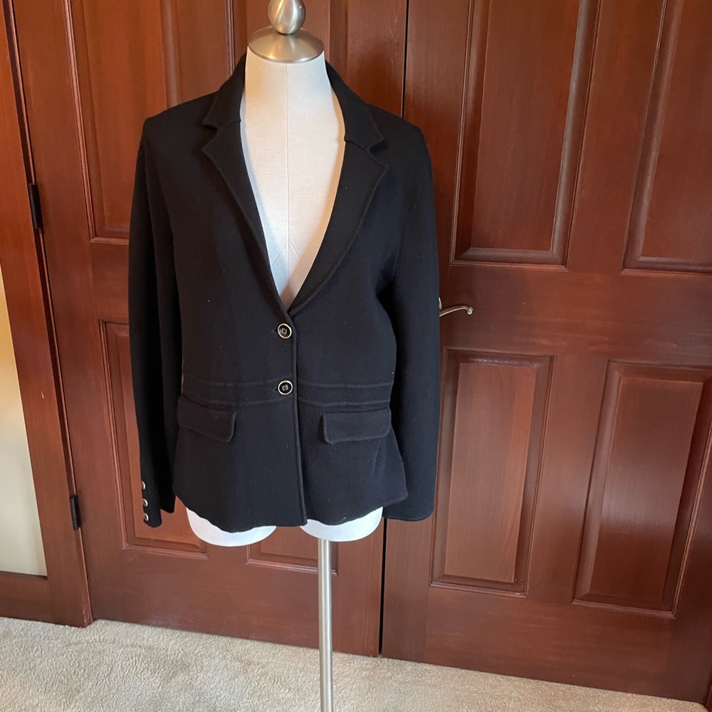 Talbots, ladies Black Merino wool cardigan. Size medium. Great condition.